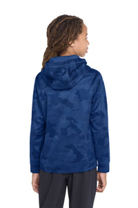 Sport-Tek Youth Sport-Wick CamoHex Fleece Hooded Pullover - True Royal Back