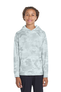 Sport-Tek Youth Sport-Wick CamoHex Fleece Hooded Pullover - White