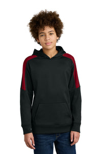 Sport-Tek Youth Sport-Wick Fleece United Pullover Hoodie YST255 - Black/ Deep Red