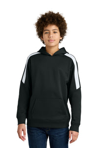 Sport-Tek Youth Sport-Wick Fleece United Pullover Hoodie YST255 - Black/ White