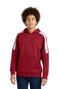 Sport-Tek Youth Sport-Wick Fleece United Pullover Hoodie YST255 - Deep Red/ White
