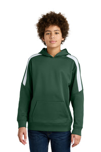 Sport-Tek Youth Sport-Wick Fleece United Pullover Hoodie YST255 - Forest Green/ White
