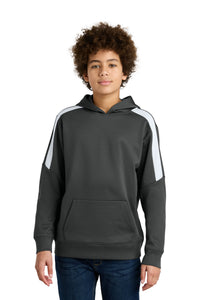 Sport-Tek Youth Sport-Wick Fleece United Pullover Hoodie YST255 - Iron Grey/ White