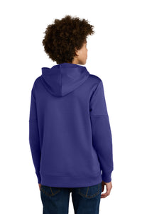Sport-Tek Youth Sport-Wick Fleece United Pullover Hoodie YST255 - Purple/ White Back