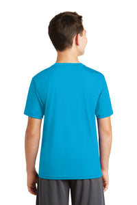 DISCONTINUED Sport-Tek Youth PosiCharge Tough Tee - Atomic Blue Back