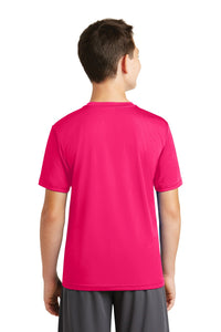 DISCONTINUED Sport-Tek Youth PosiCharge Tough Tee - Pink Raspberry Back
