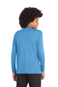 Sport-Tek Youth Long Sleeve PosiCharge Competitor Tee - Carolina Blue Back