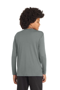 Sport-Tek Youth Long Sleeve PosiCharge Competitor Tee - Grey Concrete Back