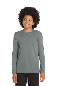Sport-Tek Youth Long Sleeve PosiCharge Competitor Tee - Grey Concrete