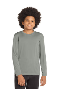 Sport-Tek Youth Long Sleeve PosiCharge Competitor Tee - Grey Concrete Heather