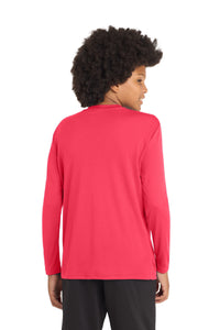 Sport-Tek Youth Long Sleeve PosiCharge Competitor Tee - Hot Coral Back