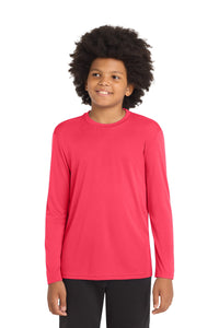 Sport-Tek Youth Long Sleeve PosiCharge Competitor Tee - Hot Coral