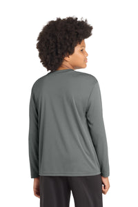 Sport-Tek Youth Long Sleeve PosiCharge Competitor Tee - Iron Grey Heather Back