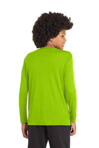 Sport-Tek Youth Long Sleeve PosiCharge Competitor Tee - Lime Shock Back