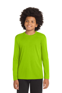 Sport-Tek Youth Long Sleeve PosiCharge Competitor Tee - Lime Shock