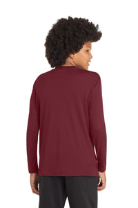 Sport-Tek Youth Long Sleeve PosiCharge Competitor Tee - Maroon Back