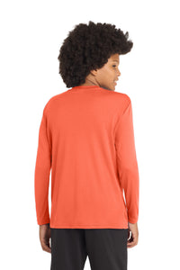 Sport-Tek Youth Long Sleeve PosiCharge Competitor Tee - Neon Orange Back