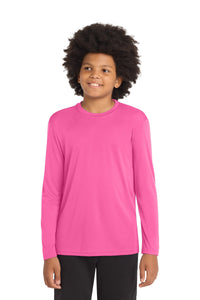 Sport-Tek Youth Long Sleeve PosiCharge Competitor Tee - Neon Pink