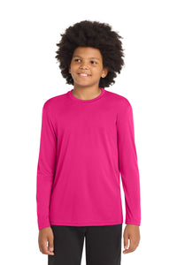 Sport-Tek Youth Long Sleeve PosiCharge Competitor Tee - Pink Raspberry