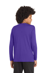 Sport-Tek Youth Long Sleeve PosiCharge Competitor Tee - Purple Back