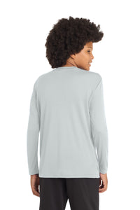 Sport-Tek Youth Long Sleeve PosiCharge Competitor Tee - Silver Back