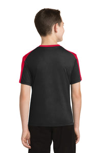 DISCONTINUED Sport-Tek Youth PosiCharge Competitor Sleeve-Blocked Tee - Black/ True Red Back
