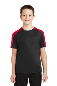 DISCONTINUED Sport-Tek Youth PosiCharge Competitor Sleeve-Blocked Tee - Black/ True Red