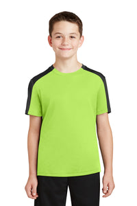 DISCONTINUED Sport-Tek Youth PosiCharge Competitor Sleeve-Blocked Tee - Lime Shock/ Black
