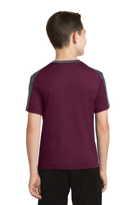 DISCONTINUED Sport-Tek Youth PosiCharge Competitor Sleeve-Blocked Tee - Maroon/ Iron Grey Back