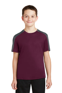 DISCONTINUED Sport-Tek Youth PosiCharge Competitor Sleeve-Blocked Tee - Maroon/ Iron Grey