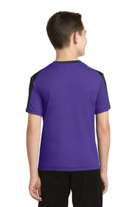 DISCONTINUED Sport-Tek Youth PosiCharge Competitor Sleeve-Blocked Tee - Purple/ Black Back