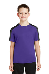 DISCONTINUED Sport-Tek Youth PosiCharge Competitor Sleeve-Blocked Tee - Purple/ Black