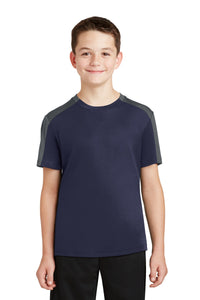 DISCONTINUED Sport-Tek Youth PosiCharge Competitor Sleeve-Blocked Tee - True Navy/ Iron Grey