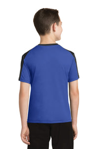 DISCONTINUED Sport-Tek Youth PosiCharge Competitor Sleeve-Blocked Tee - True Royal/ Black Back