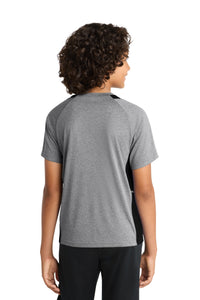 Sport-Tek Youth Heather Colorblock Contender Tee - Vintage Heather/ Black Back