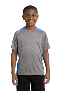 Sport-Tek Youth Heather Colorblock Contender Tee - Vintage Heather/ Carolina Blue