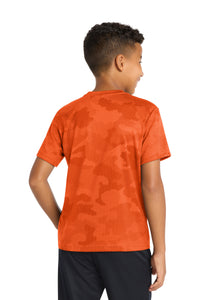 Sport-Tek Youth CamoHex Tee - Neon Orange Back