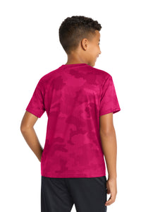 Sport-Tek Youth CamoHex Tee - Pink Raspberry Back