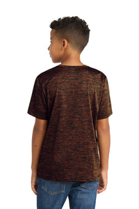 Sport-Tek Youth PosiCharge Electric Heather Tee - Deep Orange-Black Electric Back