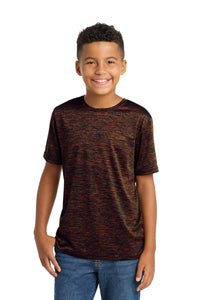 Sport-Tek Youth PosiCharge Electric Heather Tee - Deep Orange-Black Electric