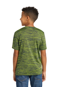 Sport-Tek Youth PosiCharge Electric Heather Tee - Lime Shock-True Navy Electric Back