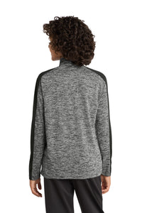 Sport-Tek  Youth PosiCharge  Electric Heather Colorblock 1/4-Zip Pullover - Black Electric/ Black Back