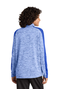 Sport-Tek  Youth PosiCharge  Electric Heather Colorblock 1/4-Zip Pullover - True Royal Electric/ True Royal Back