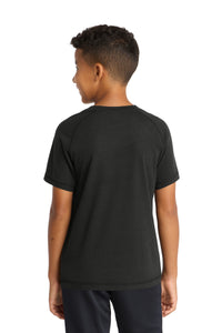 Sport-Tek  Youth PosiCharge  Tri-Blend Wicking Raglan Tee - Black Triad Solid Back