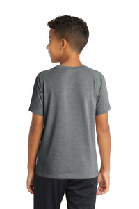 Sport-Tek  Youth PosiCharge  Tri-Blend Wicking Raglan Tee - Dark Grey Heather Back