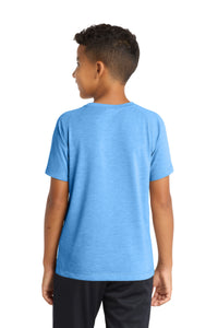 Sport-Tek  Youth PosiCharge  Tri-Blend Wicking Raglan Tee - Pond Blue Heather Back