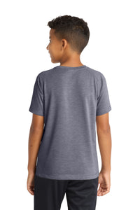Sport-Tek  Youth PosiCharge  Tri-Blend Wicking Raglan Tee - True Navy Heather Back