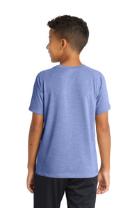 Sport-Tek  Youth PosiCharge  Tri-Blend Wicking Raglan Tee - True Royal Heather Back