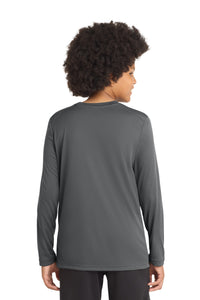 Sport-Tek  Youth Posi-UV Pro Long Sleeve Tee - Dark Smoke Grey Back