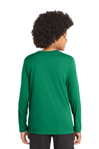 Sport-Tek  Youth Posi-UV Pro Long Sleeve Tee - Kelly Green Back